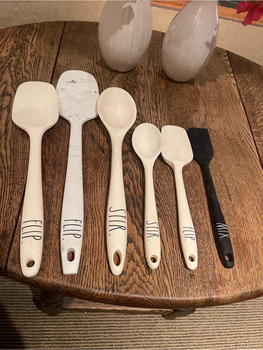 Rae Dun Neutral White and Black Silicone Kitchen Utensil Set - 6 Piece